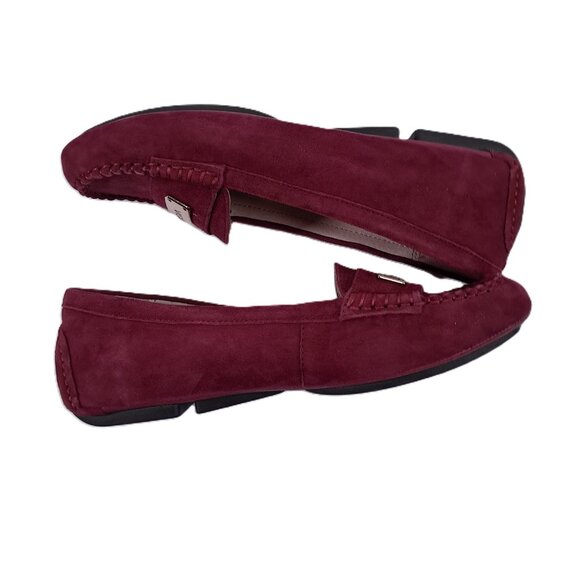 Vionic 456 Sydney Loafers Women 7 Dark Red Suede Leather Slip On Moc TVW4105 - Picture 4 of 14